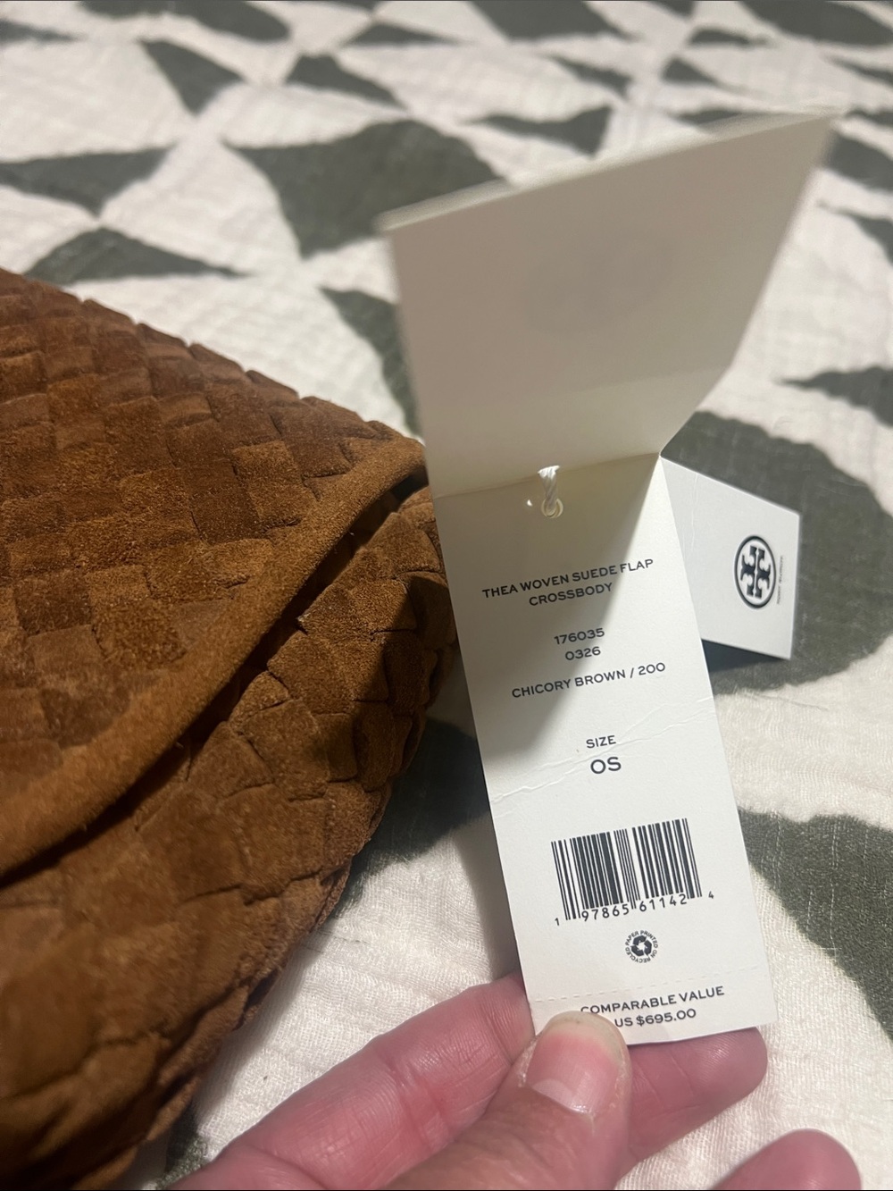 💥FINAL PRICE 💥Tory Burch Thea Woven Suede Crossbody Flap - Picture 4 of 15
